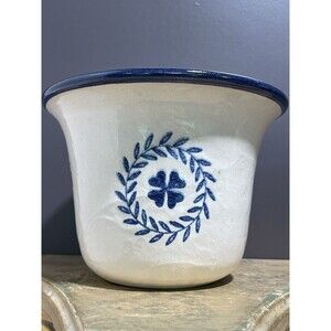 Vintage Brinker Pot Dip Crock 1996 Natural Blue Farmhouse Vibe Great Condition